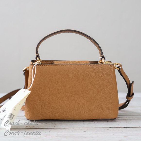 NWT Tory Burch Britten Micro Satchel Leather Crossbody in Tiramisu - Picture 7 of 11